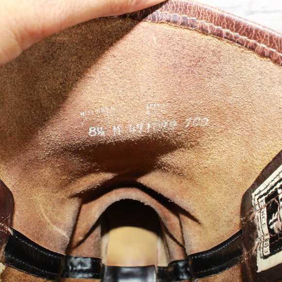 Vintage Frye Brown Leather Mid Calf Harness Western Boots Size 8.5 Medium - Picture 8 of 11